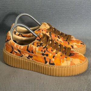 PUMA Fenty by Rihanna x Suede Creepers 'Orange Camo' Sneakers Women’s Size 7.5